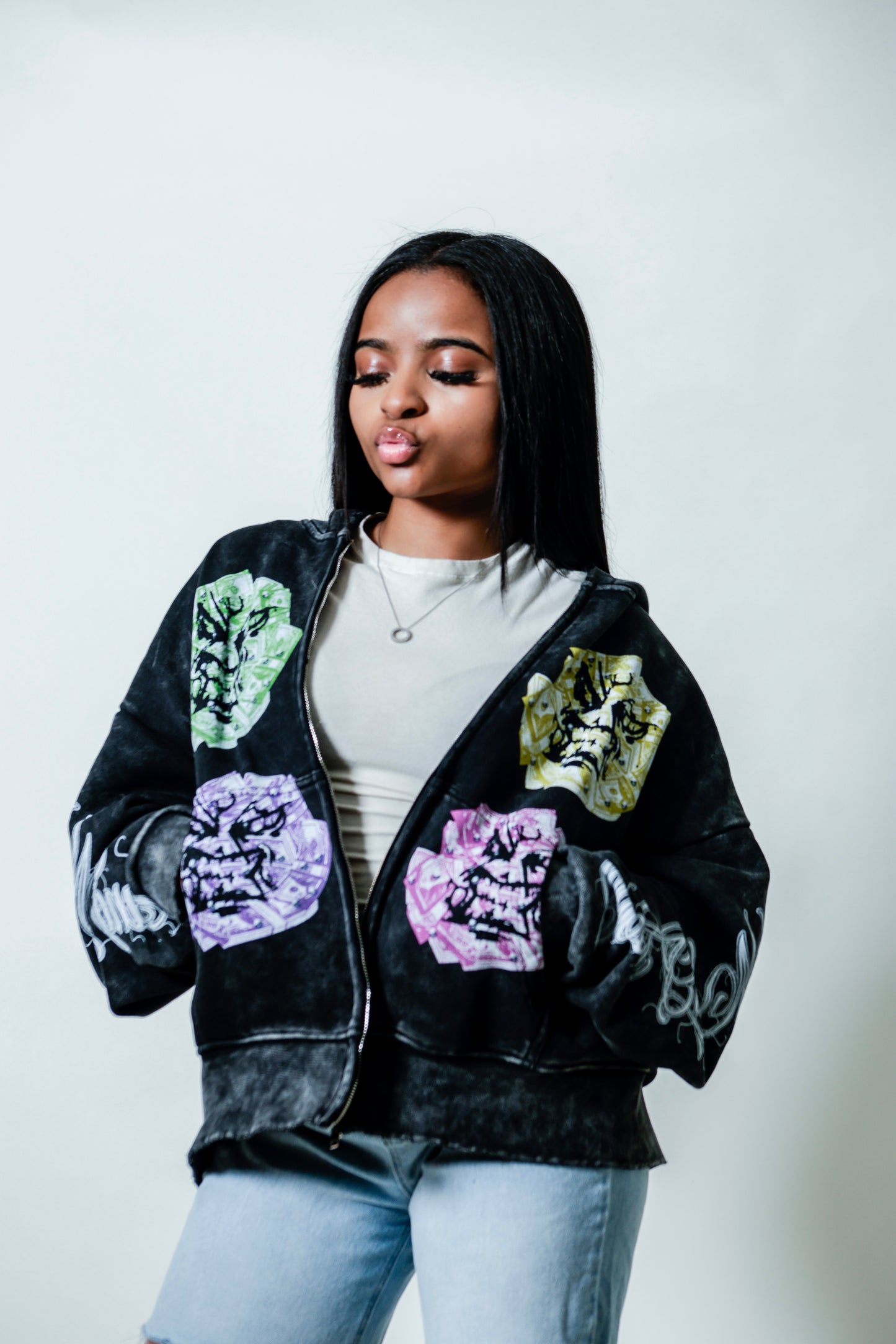 Angry Money Zip-Up Hoodie